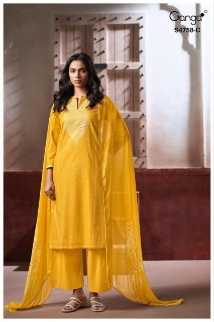 Ganga dynza 4758 rajasthani dress material wholesale markets